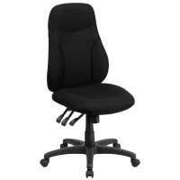 Flash Furniture BT-90297H-GG High Back Black Fabric Multi-Functional Ergonomic Chair